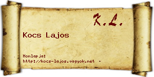 Kocs Lajos névjegykártya